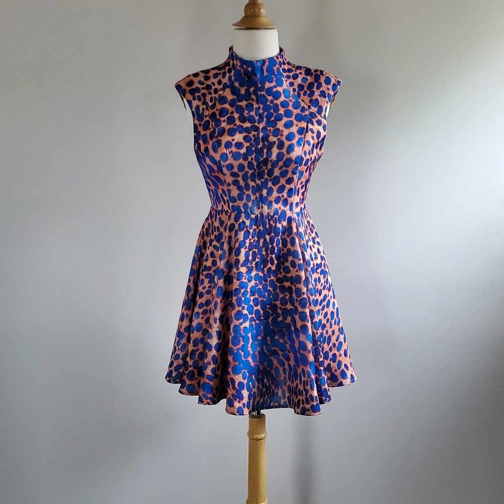 Dot Print Dress, Pink/Royal Blue